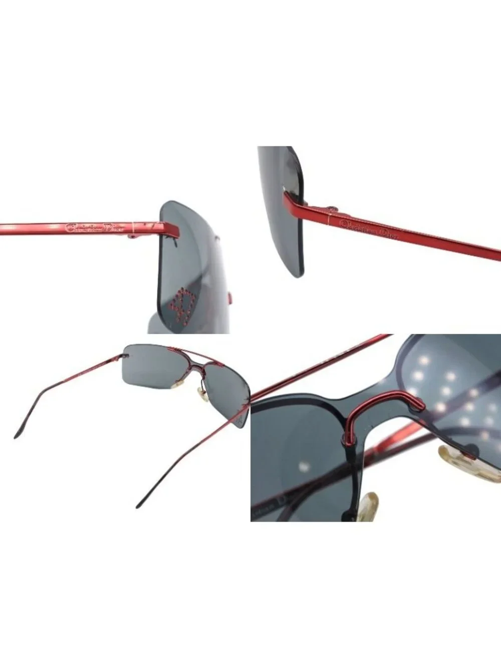 Dior Sunglasses 47 Rhinestone Metal Red Eyewear